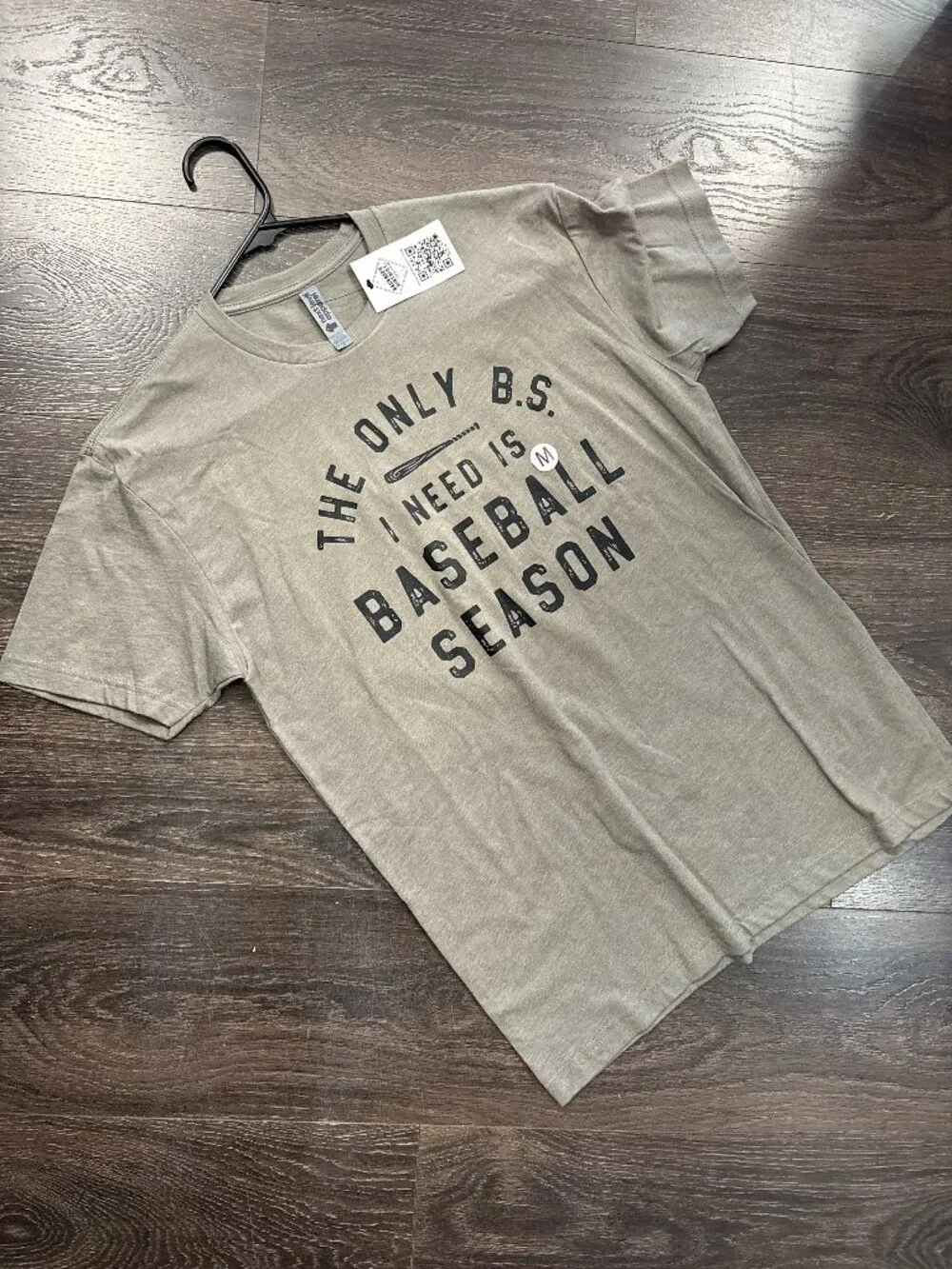NWT Next Level The Only B.S. I Need Is Baseball Season Unisex Size Medium Stone